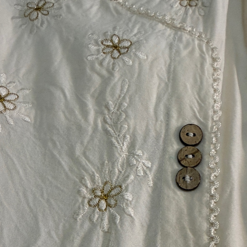 Raya Sun Embroidered Ivory Dress Medium Boho Cottagecore Lace Animal Print - Picture 7 of 8